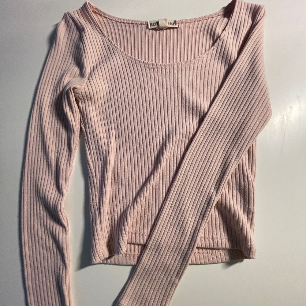 Long Sleeve Ribbed Scoop Neck Top
